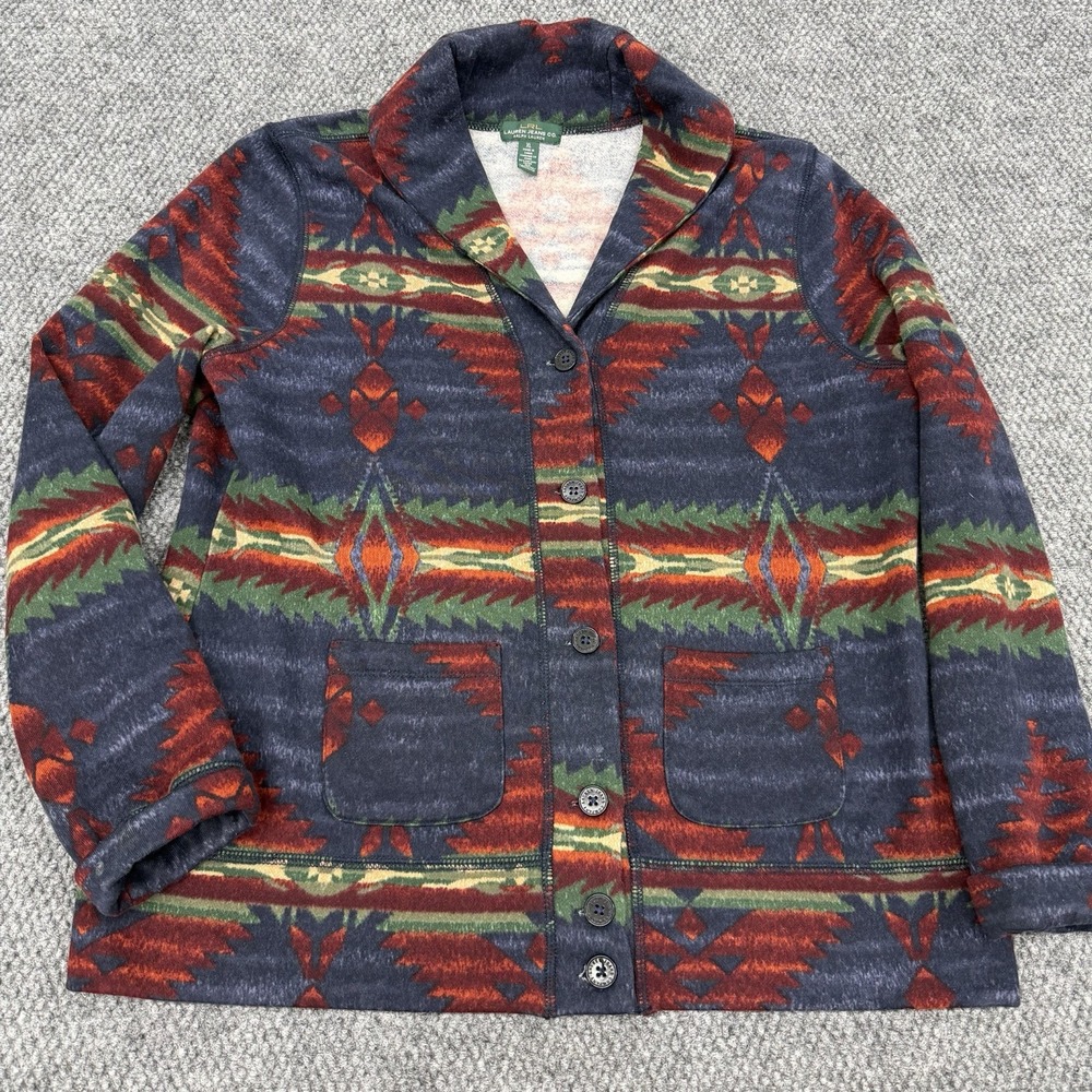 Vintage LRL Ralph Lauren Women's XL Southwestern Aztec Cardigan Jacket Boho
